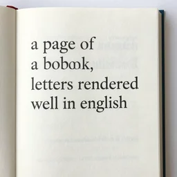 “ a page of a book, letters rendered well in english ”