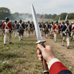 first person perspctive. bayonet charge in 18th century.