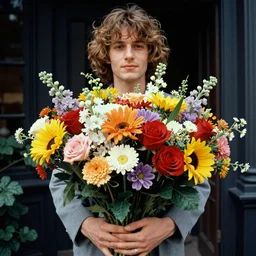 photograph of divine!!!!!!!!!!!! a delivery of anonymous flowers to divine, 1 9 9 0 s, taken by martin parr, saturated colour photo, high definition, 8 k