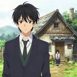 a professionally painted realistic anime portrait by yuji ikehata and satoshi kon, of a lonely vampire woman learning how to live in an old homely cottage by herself in the middle of the woods with only an old scruffy cat as a friend, old vintage vhs, scan lines, grainy quality, real anime, realistic, peaceful, lighthearted