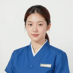 a painting of a Korean woman in a blue uniform, a character portrait by WLOP, cg society contest winner, sci-fi art, reimagined by industrial light, poster art, concert poster