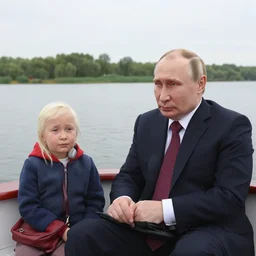 ( ( putin as old gregg ) ) with a mangina, on a boat on a lake