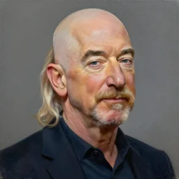 painting of Jeff Bezos with beard and long hair