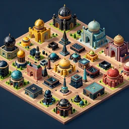 isometric rpg map a beautiful brightly colored city built of deep colored marble and obsidian, islamic and mayan inspired architecture, hyper detailed, hyper realism, rendered in octane, 8 k, dramatic lighting, rpg concept art, alejandro jodorowsky, goddard