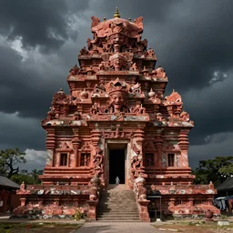 an ancient temple made of human flesh, by Naomi Okubo, landscape, dramatic lighting, high contrast colors, panoramic view, as trending on Artstation,