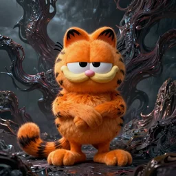 Garfield as an eldritch abomination, illustrated by Junji Ito