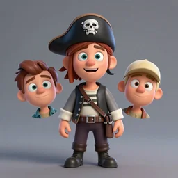 lofi pirate portrait, pixar style, by tristan eaton stanley artgerm and tom bagshaw.
