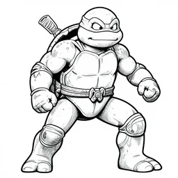 Raphael the Ninja Turtle from the Dungeons and Dragons Monster Manual, line art illustration, 1981, high detail