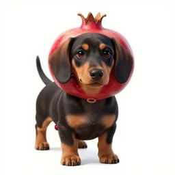 a hybrid pomegranate that's mostly a dachsund puppy, digital art