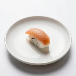 minimalist sushi plate, high detail macro photography, isolated on a pure white background, centered, entire object in frame, sharp focus, soft studio lighting