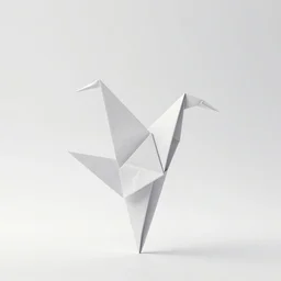 a origami dancer in white paper, 3 d render, ultra - detailed, on white background, studio shot