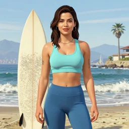 zoe kravitz as a california surfer girl, gta 5 cover art, hd digital art, trending on artstation