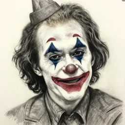 close up of clown, realistic charcoal drawing