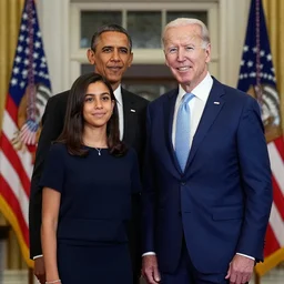 photograph of daughter of barack obama and joe biden long - shot portrait photography