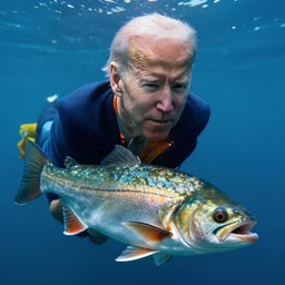 president biden riding a fish underwater, ultra realistic, 8 k, ultra details, highly detailed face, sharp focus