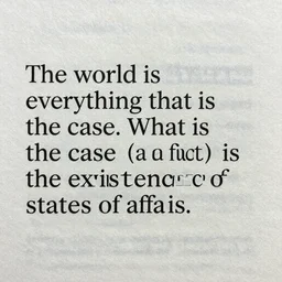 The world is everything that is the case. What is the case (a fact) is the existence of states of affairs.