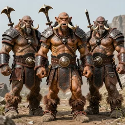 group vintage photograph of a real fantasy warrior orc tribe, tall, muscular, sharp fangs and tusks, armored, tribal paint, highly detailed, hd, hq