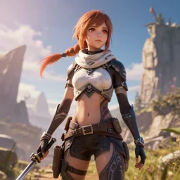 anime girl in the style of horizon zero dawn