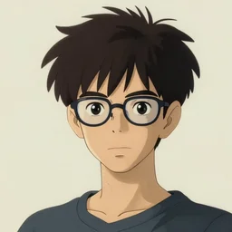 skinny boy teenager with glasses and shaggy black hair, art by studio ghibli and j. c. leyendecker and greg rutkowski and artgerm and ilya kuvshinov, portrait, d & d, fantasy, highly detailed, digital painting, headshot, trending on artstation, concept art, sharp focus, illustration