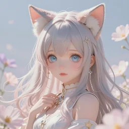 unreal engine fantasy illustration. award winning, range murata and william - adolphe bouguereau, 8 k resolution ethereal bloom effect in pastel colours, nekopara fantastically detailed eyes cute girl portrait with fantastically detailed cat ears!!!!!!!!!!!! dressed like a cat modern anime style, hyperdetailed, made by laica chrose, mina petrovic, ruan jia and artgerm, ross tran, wlop, artstation