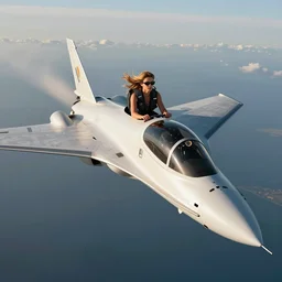 woman flying in invisible jet