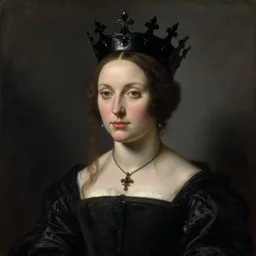 (((((The portrait of Lady in black wax crown))))) by Lavinia Fontana !!!!!!, ((dark fantasy, witcher)), very detailed oil painting in the alla prima style, masterpiece, 8k