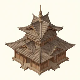 wooden ancient architecture, isometric perspective, by craig mullins by jakub rozalski