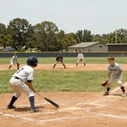 a group of kids playing baseball by Norman Rockwell