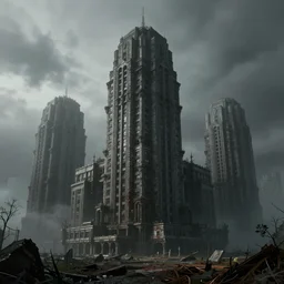 Brutalist architecture buildings, gloomy and foggy atmosphere, octane render, artstation trending, horror scene, highly detailded