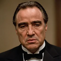 film still close up shot of ron perlman as vito corleone from the movie the godfather. photographic, photography