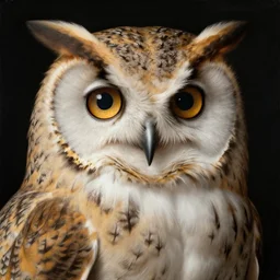 close up portrait of the owl king. jan van eyck