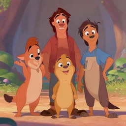 animated disney characters in a realistic looking surrounding, trending on artstation
