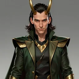 this illustration is concept art for the comic book character of loki, the norse god of mischief with an amused expression. drawn by lee garbett, color artist by nolan woodard, and written by al ewing.