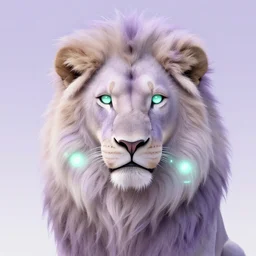 aesthetic portrait commission of an albino male furry anthro lion with lavender and mint glowing orbs of light illuminating the lions face, Atmospheric. Character design by charlie bowater, ross tran, artgerm, and makoto shinkai, detailed, inked, western comic book art, 2021 award winning painting