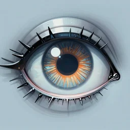 Artistic illustration of a cyberpunk style robotic eye in the style of hal-9000