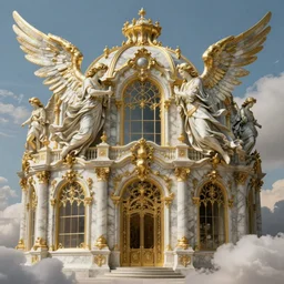 beautiful ornate heavenly marble and gold rococo megastructure, fine art, macro, 4 k, ultra - hd, angelic, insanely detailed and intricate, hypermaximalist, elegant, ornate, hyper realistic, super detailed,