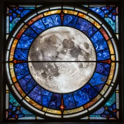 lunar eclipse in the style of a stained glass window, full moon, intricate, highly detailed, artstation 4k 8k