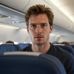 Live Action Still of Jerma985 in Airplane! (film), real life, hyperrealistic, ultra realistic, realistic, highly detailed, epic, HD quality, 8k resolution, body and headshot, film still