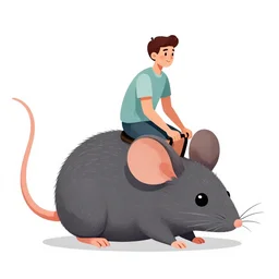 man riding a giant mouse, illustration