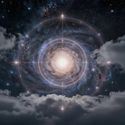 galaxy portal in a cloudy day, sacred geometry