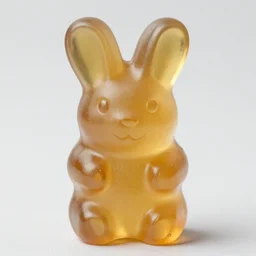 a gummy bear shaped like a bunny, really close - up shot, hd, 4 k, smooth, extra detailed, photo, award - winning, trending, shutterstock