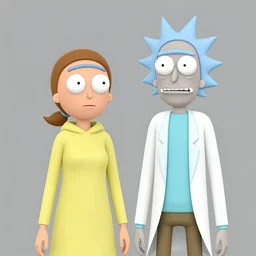 3d hiper-realistic Rick Sanchez and Morty, 8k