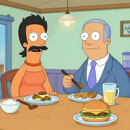 Yair Lapid and Bibi Netanyahu eating at Bob's Burgers