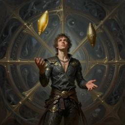 digital _ painting _ of _ person juggling _ by _ filipe _ pagliuso _ and _ justin _ gerard _ symmetric _ fantasy _ highly _ detailed _ realistic _ intricate _ port