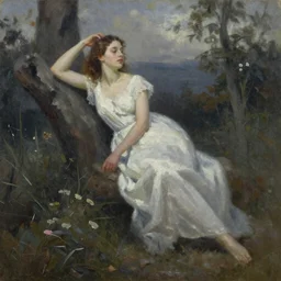 Dreaming, oil painting,