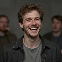 a man that successfully escaped his internal hell and looks genuinely happy, he would fit into most socil situations and be seen as a good man. hyperrealism, trending on artstation.