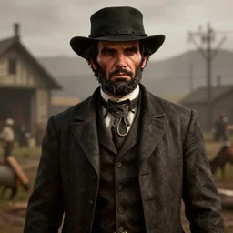 film still of abraham lincoln in red dead redemption 2 ( 2 0 1 8 video game )