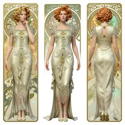 thinking girl in dforce elianora outfit for genesis 8 and 8. 1 females, art nouveau, fantasy, elegant, highly detailed, sharp focus, art by artgerm and wlop