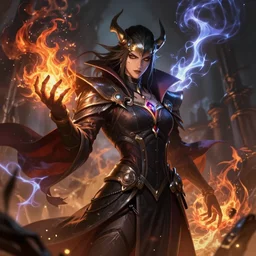 necromancer with fire and smoke and thunder, attarctive pretty face, anime key visual, highly detailed, sharp focus, concept art, league of legends, style by artgerm and greg rutkowski and shumolly and monable and jo chen and makoto shinkai and kyoto animation and alphonse mucha