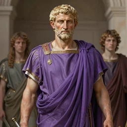 gaius julius caesar wearing a tyrian purple toga, art by artgerm and greg rutkowski and magali villeneuve, highly detailed, digital painting, trending on artstation, concept art, sharp focus, illustration